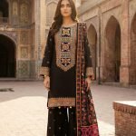 Jet Black Cotton Sindhi Embroidered Work 3pc Suit